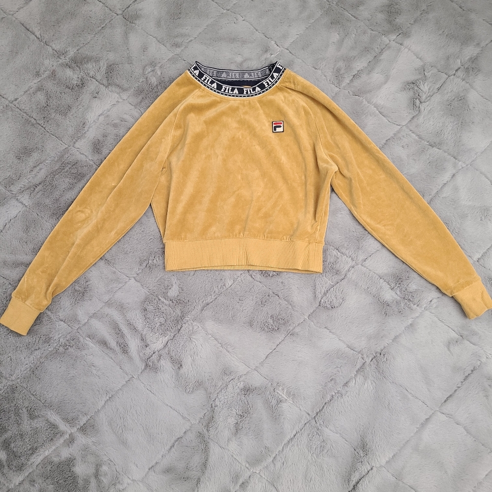 Mustard Color Fila Crop Top Size S
